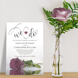 Wir tun es! Elegante Mauve Pink Rose Romantische H Einladung