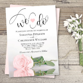 Wir tun es! Elegante Rosa Rosa Romantische Hochzei Einladung