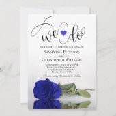 Wir tun es! Elegante Royal Blue Rose Romantische H Einladung (Vorderseite)