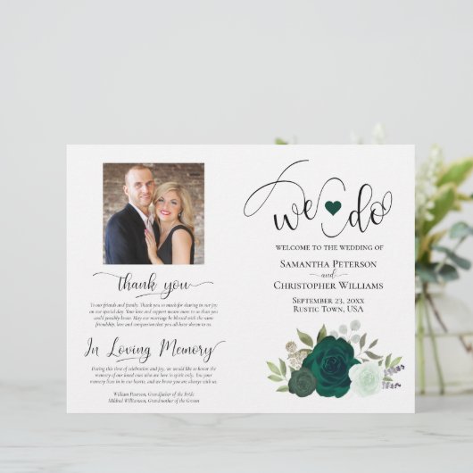 Wir tun es! Emerald Boho Rose DIY Fold Wedding Pro (Stehend Vorderseite)