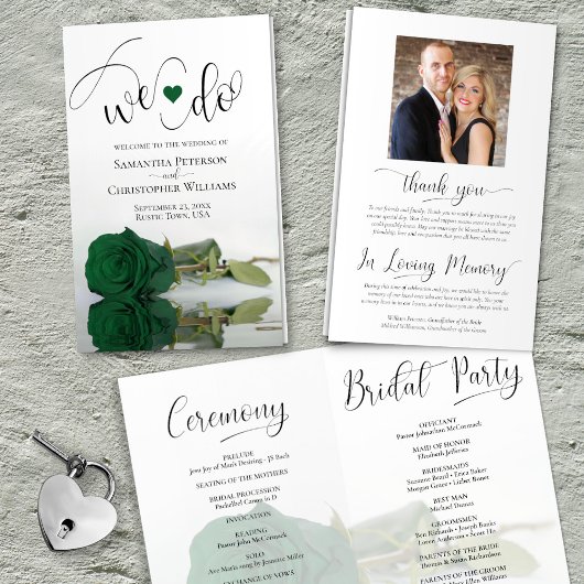 Wir tun es! Emerald Green Rose Modern Wedding Prog