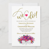 Wir tun es! farbenfrohe Tropenblumenkuchen Einladung (Vorderseite)