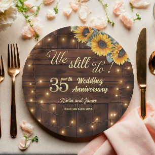 Wir tun es immer noch 35. Hochzeitsjubiläum Lichte Pappteller