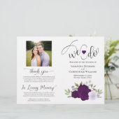 Wir tun es! Lila Boho Rose DIY Fold Wedding Progra (Stehend Vorderseite)