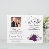 Wir tun es! Lila Boho Rose DIY Fold Wedding Progra (Stehend Vorderseite)