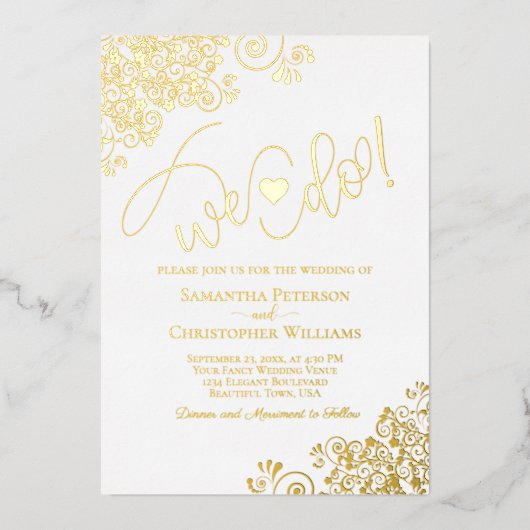 Wir tun es! Modernes Drehbuch und Niedliche Herzho Folieneinladung (Vorderseite)