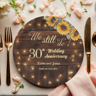 Wir tun es noch 30. Hochzeitsjubiläum Lichterkette Pappteller