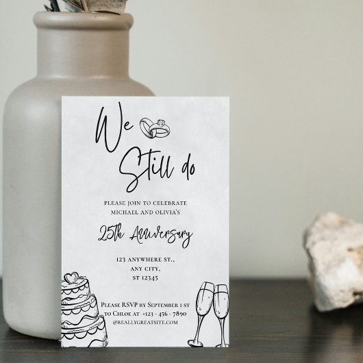 Wir tun es noch | Schwarz Minimalistisch 25 Jahre Einladung