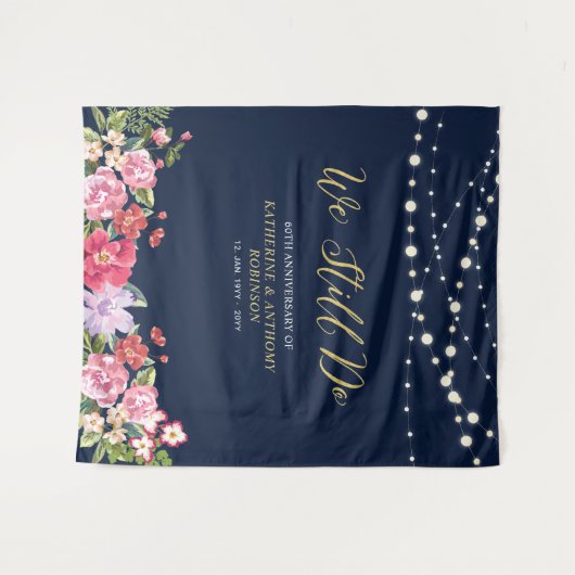 Wir tun es noch | String Lights 50 Wedding Anniver Wandteppich (Vorderseite (Horizontal))