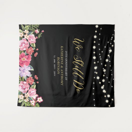 Wir tun es noch | String Lights 50 Wedding Anniver Wandteppich (Vorderseite (Horizontal))