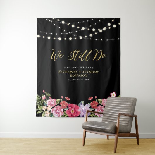 Wir tun es noch | String Lights 50 Wedding Anniver Wandteppich (Beispiel)