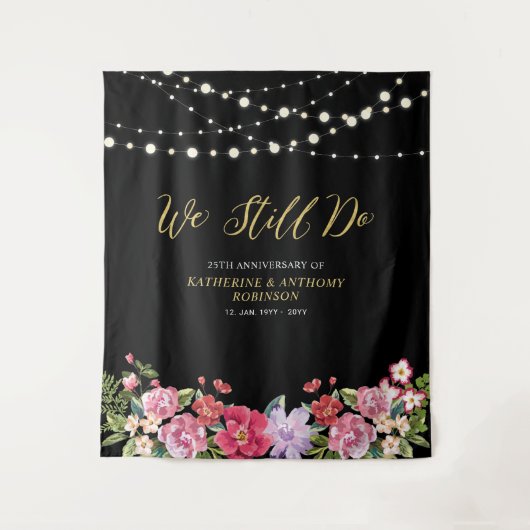 Wir tun es noch | String Lights 50 Wedding Anniver Wandteppich (Vorderseite)