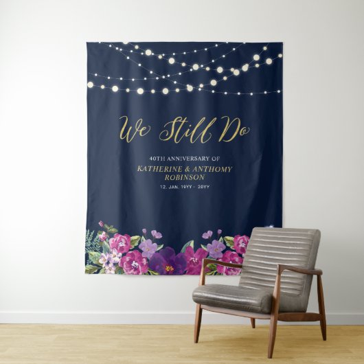 Wir tun es noch | String Lights Wedding Anniversar Wandteppich (Beispiel)