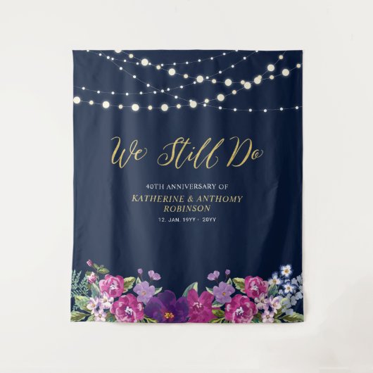 Wir tun es noch | String Lights Wedding Anniversar Wandteppich (Vorderseite)