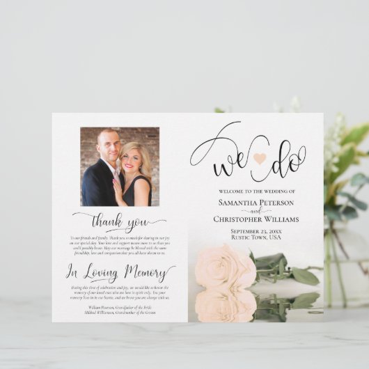 Wir tun es! Pfirsichfarbene Rose DIY Printhochzeit (Stehend Vorderseite)