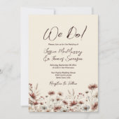 Wir tun es! Rustic Boho Wildblumen Foto & QR Weddi Einladung (Vorderseite)