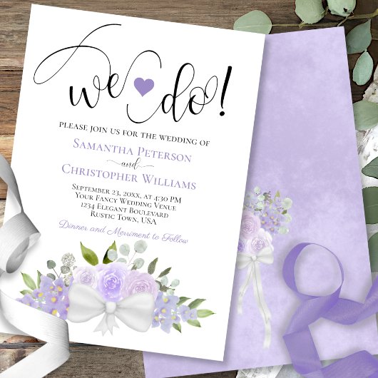 Wir tun es! Rustic Lavender Lila Boho Floral Weddi Einladung