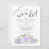 Wir tun es! Rustic Lavender Lila Boho Floral Weddi Einladung (Vorderseite)
