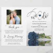 Wir tun es! Steel Blue Rose Modern Wedding Program (Vorderseite)