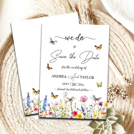 Wir tun es! Wildblumen Butterflies Elegant Save The Date