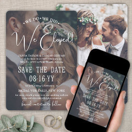 Wir tun es, wir haben gepflückt! White Text Weddin Save The Date