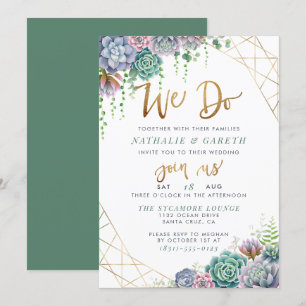 "Wir tun" Handschrift & Sukkulente Hochzeit Einladung
