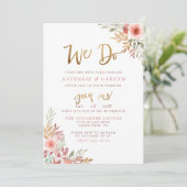 Wir tun | Handschrift und Niedliche Rose Hochzeit Einladung (Stehend Vorderseite)