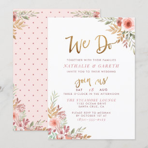 Wir tun   Handschrift und Niedliche Rose Hochzeit Einladung