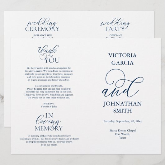 Wir tun, Hochzeiten Zeremonie Folbare Programme (Vorne/Hinten)