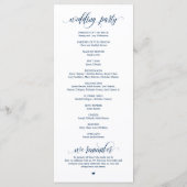 Wir tun, moderne Navy Blue Script, Hochzeitsfeier Programm (Rückseite)