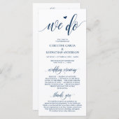 Wir tun, moderne Navy Blue Script, Hochzeitsfeier Programm (Vorne/Hinten)