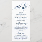 Wir tun, moderne Navy Blue Script, Hochzeitsfeier Programm (Vorderseite)
