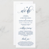 Wir tun, moderne Navy Blue Script, Hochzeitsfeier Programm (Vorne/Hinten)