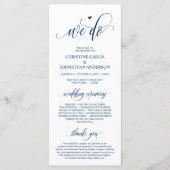 Wir tun, moderne Navy Blue Script, Hochzeitsfeier Programm (Vorderseite)