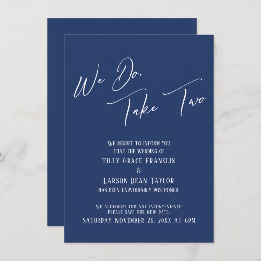 Wir tun, nehmen wir zwei: Verzögerte Hochzeitskart Einladung (Vorne/Hinten)