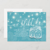 Wir tun noch Hochzeit Postponement Mason Jars Flor Ankündigungspostkarte (Vorne/Hinten)