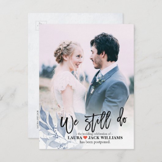 Wir tun noch Hochzeitspause Umschultes Foto Ankündigungspostkarte (Vorne/Hinten)