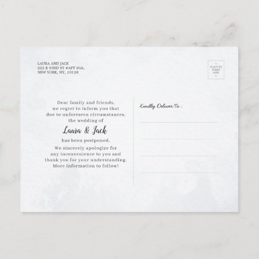 Wir tun noch Hochzeitspause Umschultes Foto Ankündigungspostkarte (Rückseite)