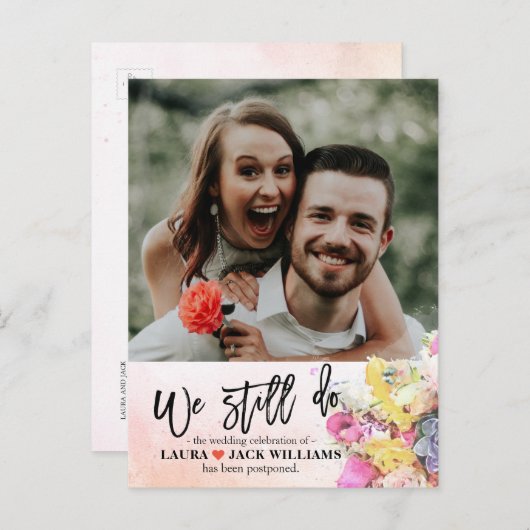 Wir tun noch Hochzeitspause Umschultes Foto Ankündigungspostkarte (Vorne/Hinten)
