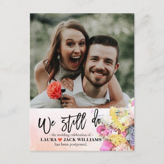 Wir tun noch Hochzeitspause Umschultes Foto Ankündigungspostkarte (Vorderseite)