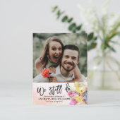 Wir tun noch Hochzeitspause Umschultes Foto Ankündigungspostkarte (Stehend Vorderseite)