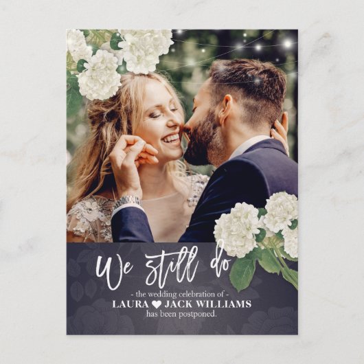 Wir tun noch Hochzeitspause Umschultes Foto Ankündigungspostkarte (Vorderseite)