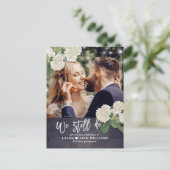 Wir tun noch Hochzeitspause Umschultes Foto Ankündigungspostkarte (Stehend Vorderseite)