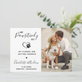 Wir tun pünktlich Foto-Hund für Haustiere Save The Date (Stehend Vorderseite)