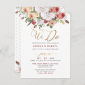 Wir tun | Rose & Chic Gold Glitzer Script Hochzeit Einladungspostkarte (Vorne/Hinten)