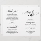 Wir tun, Schwarz, klappbares Hochzeitsprogramm (Vorne/Hinten)