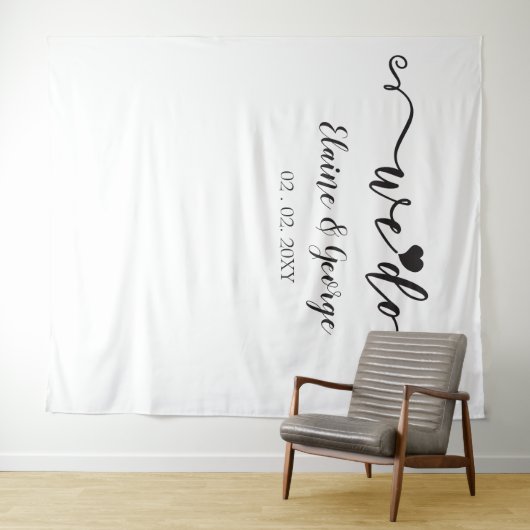 Wir tun Script Heart Wedding Foto Prop Hintergrund Wandteppich (Beispiel (Horizontal))