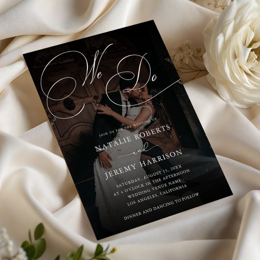 Wir tun Skriptdunkel verblendetes Foto QR-Code Hoc Einladung