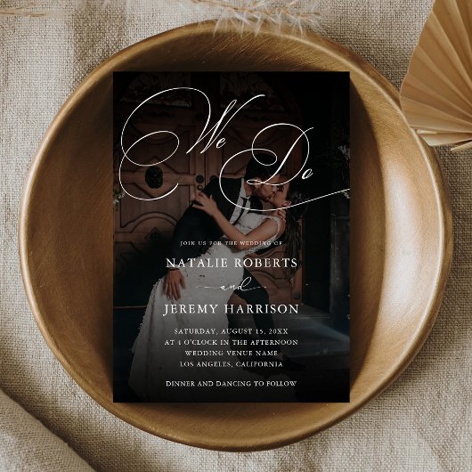 Wir tun Skriptdunkel verblendetes Foto QR-Code Hoc Einladung