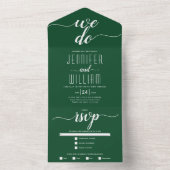 "Wir tun" smaragdgrüne Skriptkalligrafie Hochzeit All In One Einladung (Innen Boden)